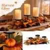 Fall Pumpkin Maple Leaf Candle Holder Ornament for Home Tabletop Decor Centerpiece
