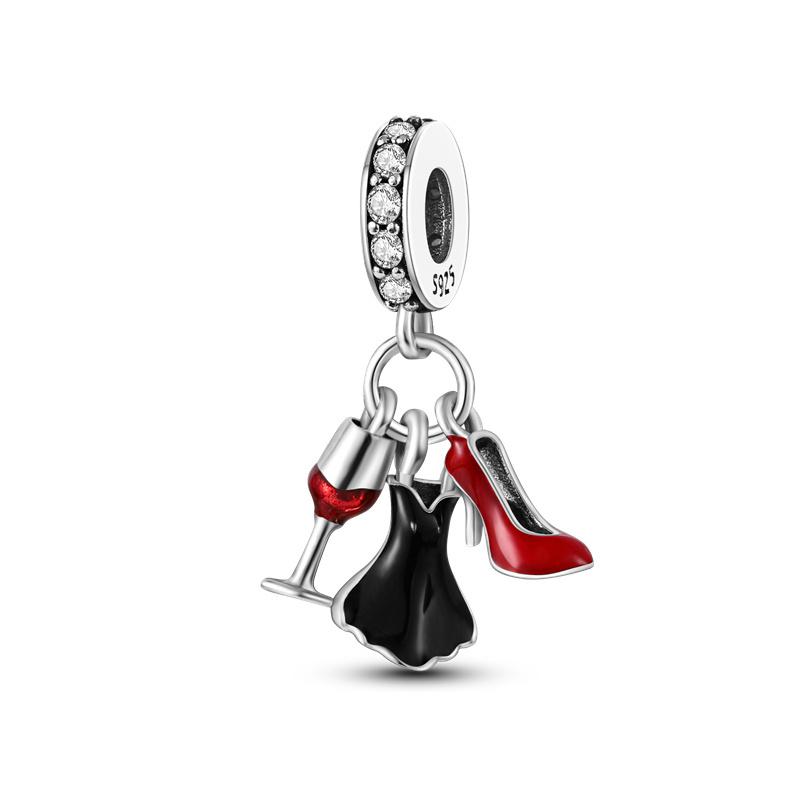 Brand New Copper Metal Women Clutch Lipstick Heels Charm Bead Components Bead Components Designed For 3mm Authentic Original Bracelet High Quality