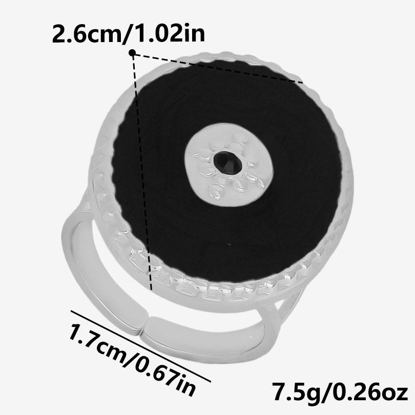 Different Style Silver Color Ring Black Oil Drop Open Adjustable Stainless Steel Rings For Women Men Accessories Enamel Jewelry