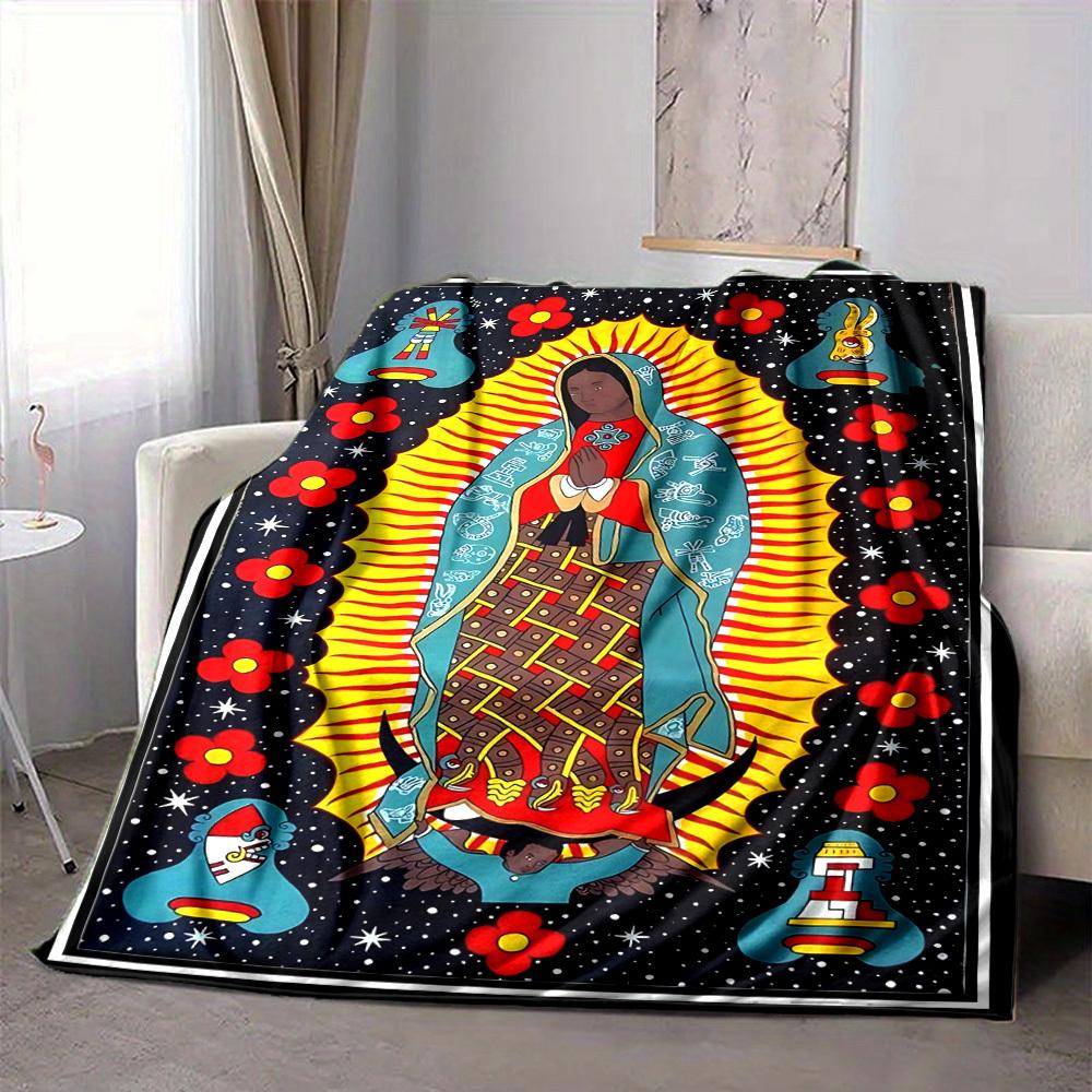 1pc Virgin of Guadalupe Blanket Lightweight Flannel Blanket Throw Blanket For Sofa, Bed, Travel, Camping, Livingroom, Office Yy251015158