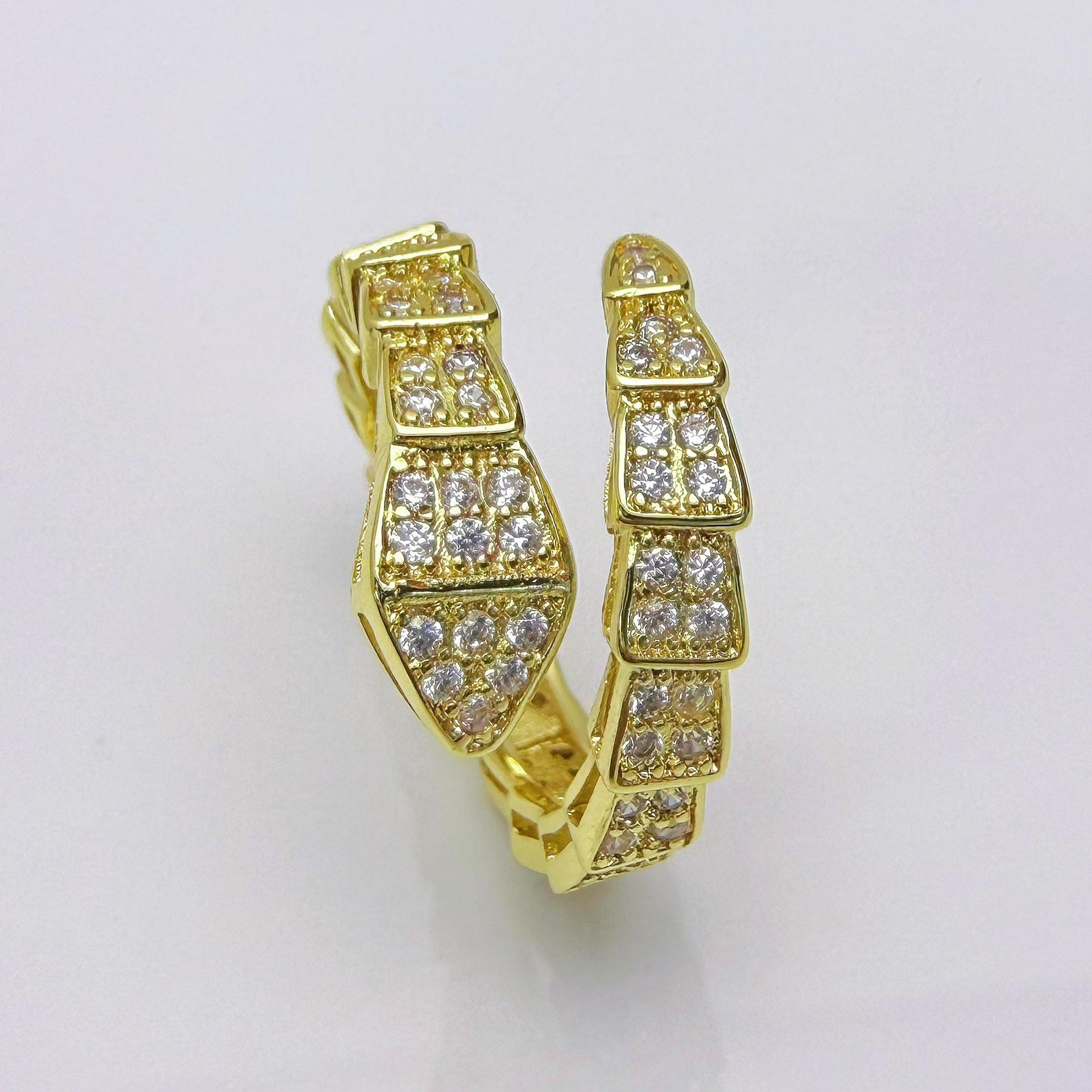 2026 Full Diamond Snake Bone Ring Women s Zircon Micro-inlaid Fashion Versatile Temperament High-end Ring Resizable