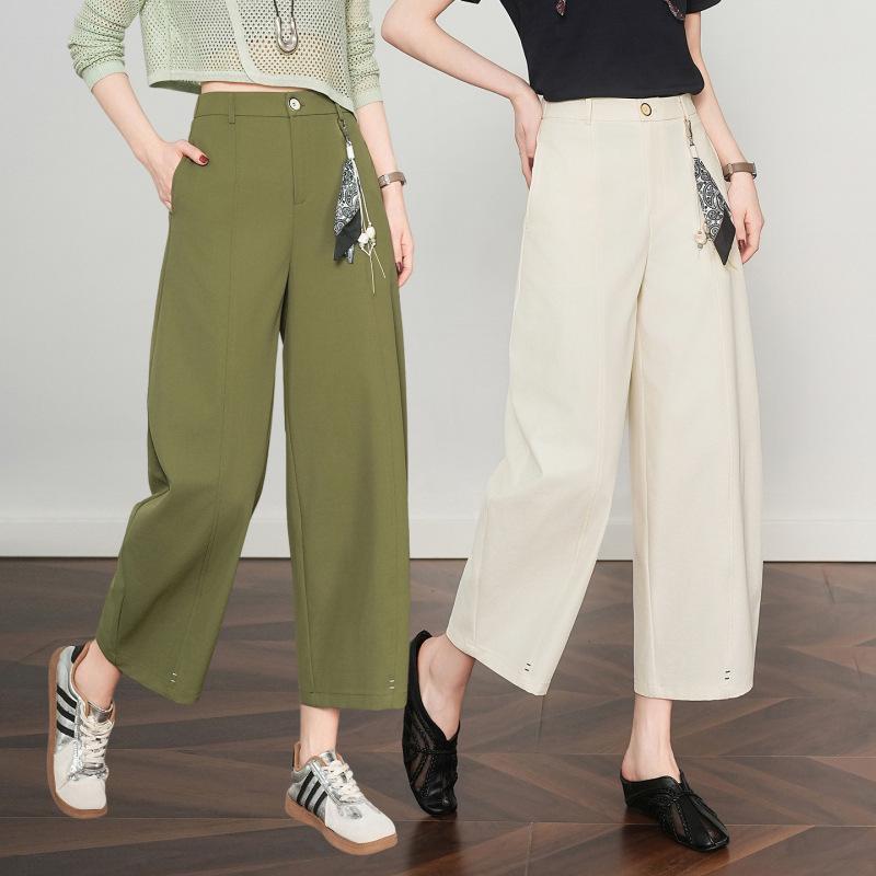 Spring Collection: Women's High-Waisted Loose Wide-Leg Cropped Pants - Slimming & Versatile for Petite Figures