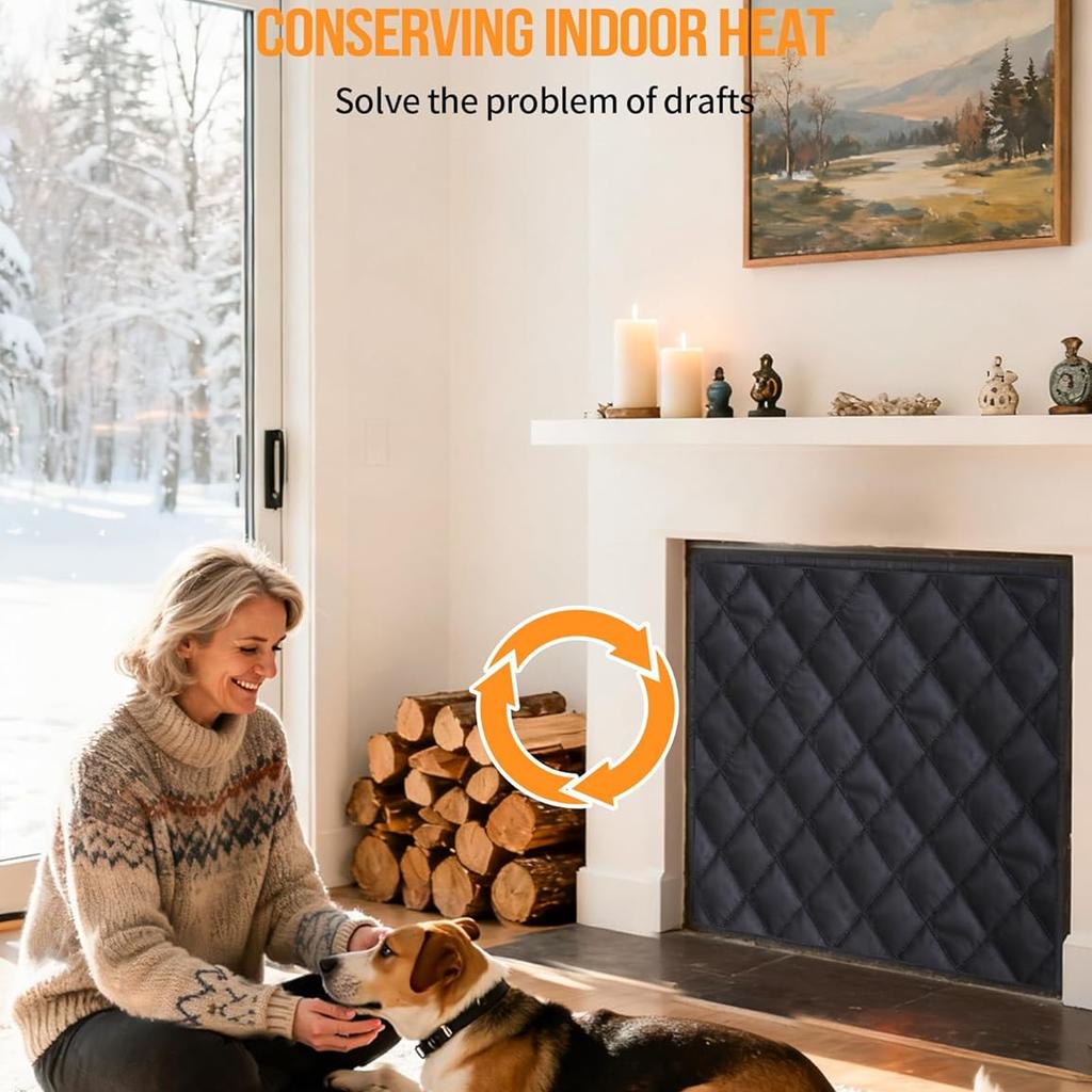 Couverture Magnétique de Cheminée pour Cheminée Intérieure à Cadre en Fer Blocage de Cheminée Couverture Arrête la Perte de Chaleur Garde le Salon Rangé