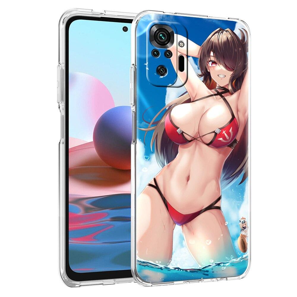 Pouzdro Genshin Impact Hentai Sexy Girl pro Xiaomi Poco X3 NFC M3 F3 Redmi Note 10 9S 9 8 Pro 7 8T 9C 9A 8A K40 Průhledný kryt