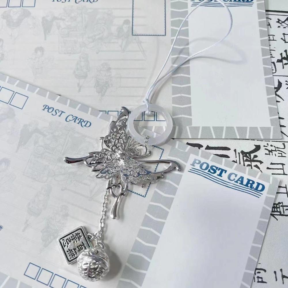 Bell Silver Butterfly Phone Chain Butterfly Mobile Keychain Lanyard Women Girls