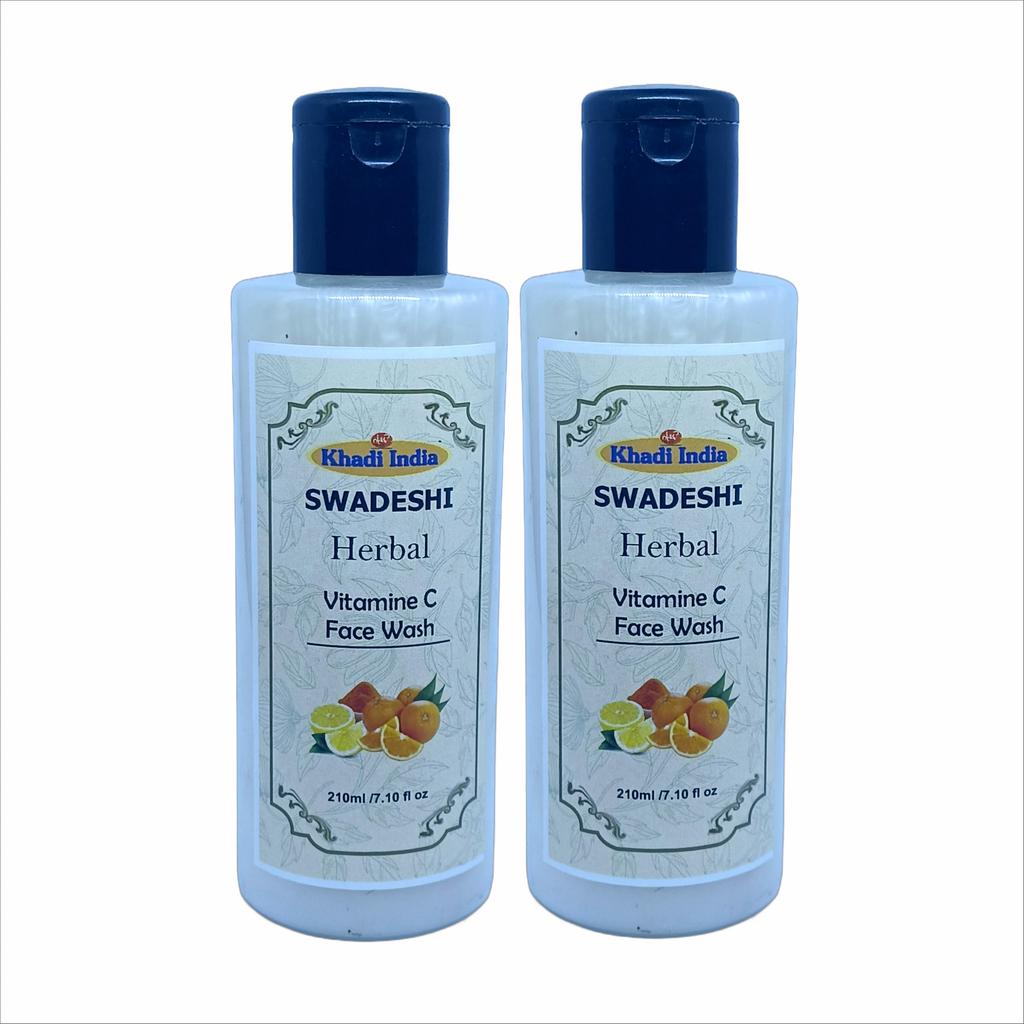 Khadi Natural 100% Herbal Vitamin C Face Wash - Brightening & Anti-Pigmentation Cleanser for Glowing Skin, Boosts Radiance with Natural Antioxidant
