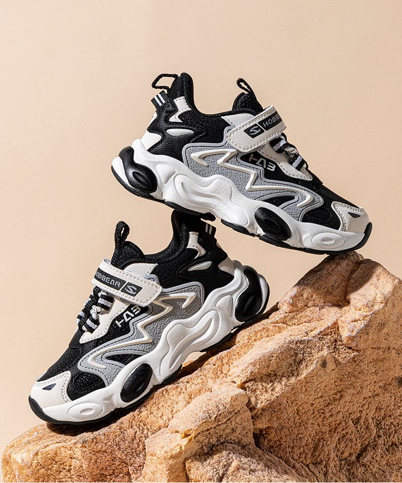 Hapi Bear Boys' Leather Velcro Sneakers - Comfy, Casual Spring & Autumn Shoes