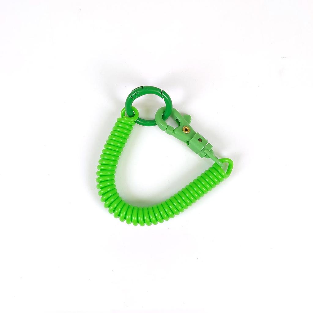Colorful Retractable Plastic Spring Rope Keychain - Portable Anti-Lost Keyring
