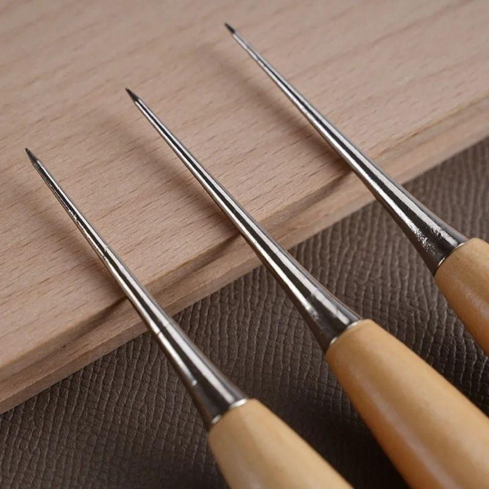 Wooden Handle Leather Stitching Tool Waxed Thread Sewing Awl DIY Leather Sewing Kit Sewing