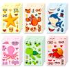 6/12 Pcs Large New Marine Life Puzzle Make A Face Stickers for Stationery Box Laptop Wall Notebook DIY Game Decals