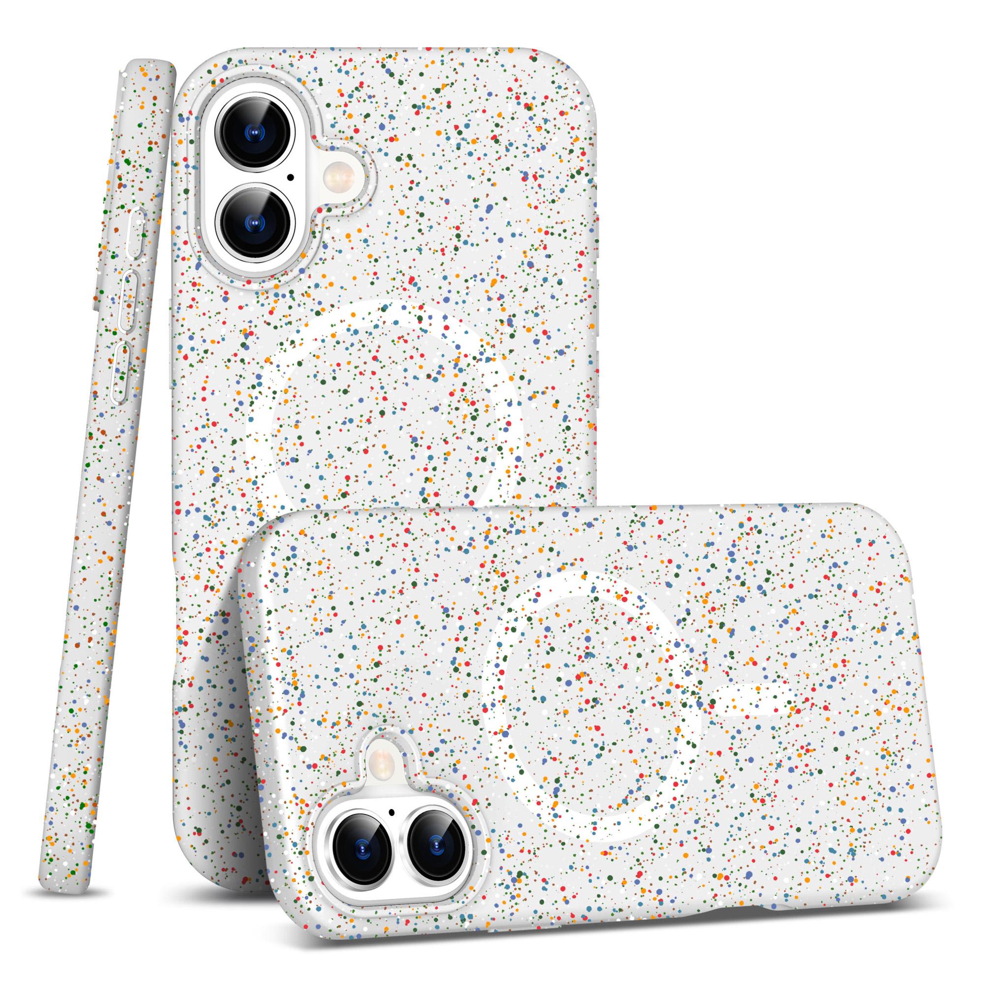 

For iPhone 16 Case Compatible with MagSafe Colorful Dot Hard PC Matte Phone Cover B