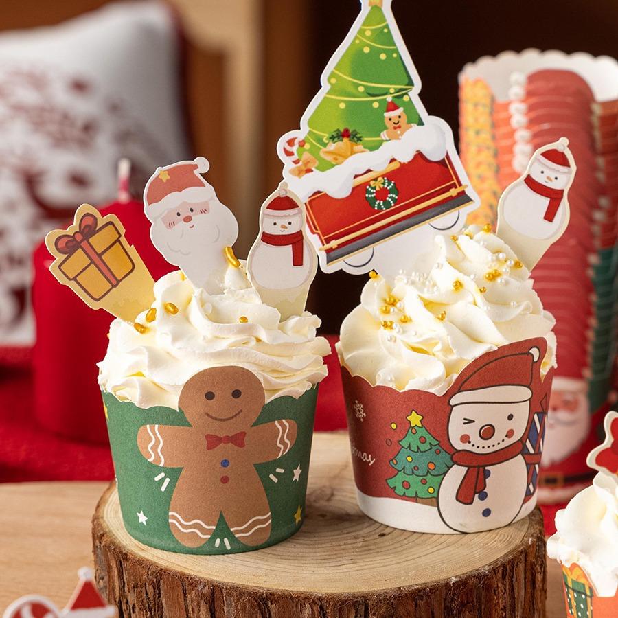 Christmas Baking Cups Food Grade Paper Cup Cake Baking Muffin Molds Oil-proof Cupcakes Liners Cases Xmas Cake Tools Party Decor