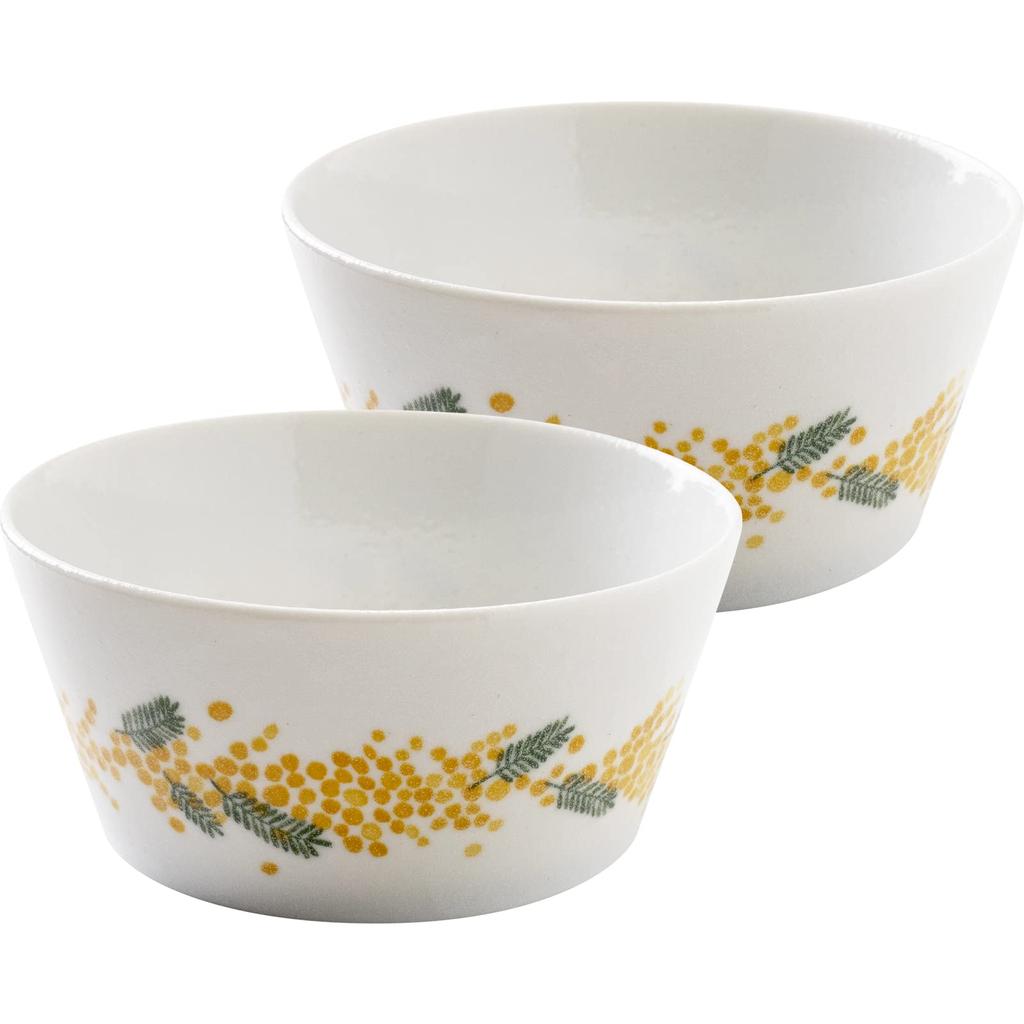Minoru Pottery Mino Ware PLANTAREE-mimosa- 130 Pack Bowl Set of 2 13.0cm