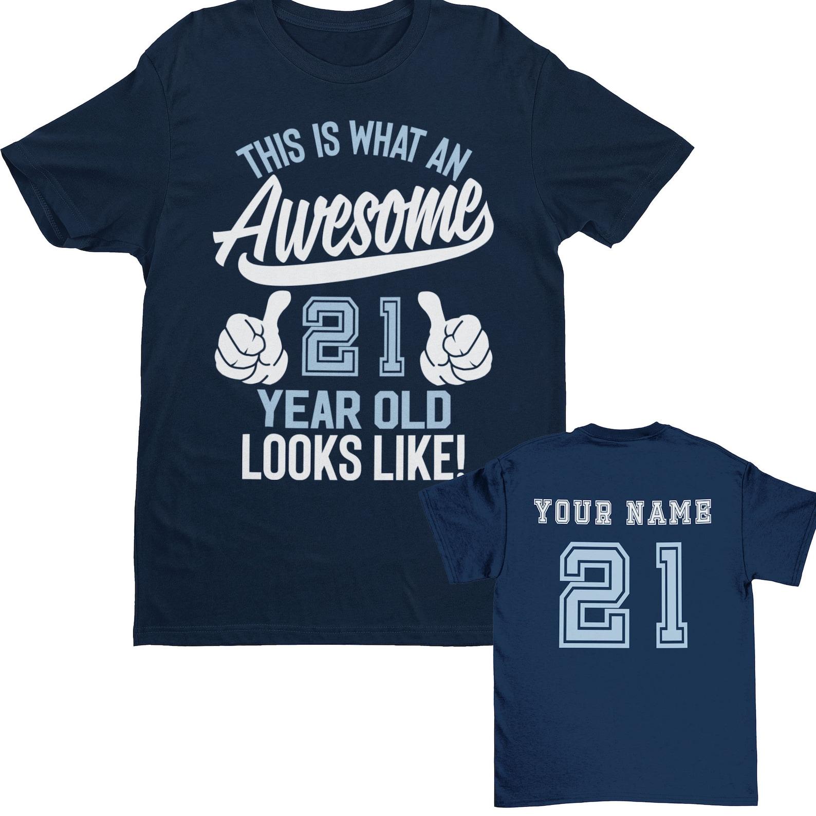 Personalized 21st Birthday T-Shirt: Custom Back Print M