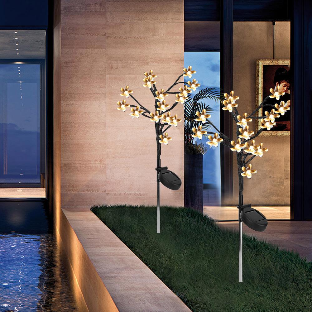 Solar Powered 20LED Lawn Light Warm Peach Tree Lamp for Outdoor Garden Road Courtyard