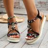 Beach Vacation Women's Sandals 2025 Summer Fashion New Sandals Classic Wedge Thick Bottom Comfortable Open Toe Hollow High Heels
