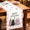 Buffalo Plaid Christmas Tree Table Runner Merry Christmas Decorations For Home 2026 Xmas Table Cover Gifts Happy New Year 2026