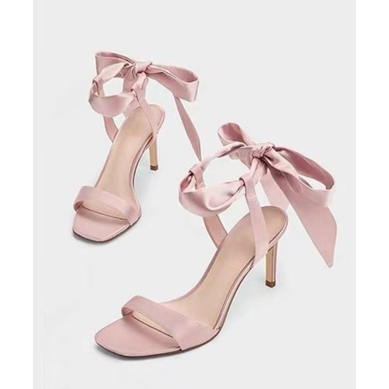 

Fashion New Style Summer Ladies Sexy Thin Heel Sandals Women s Fashion Bow High Heels Solid Color Sexy Sandals Yellow Pumps Women Shoes 35