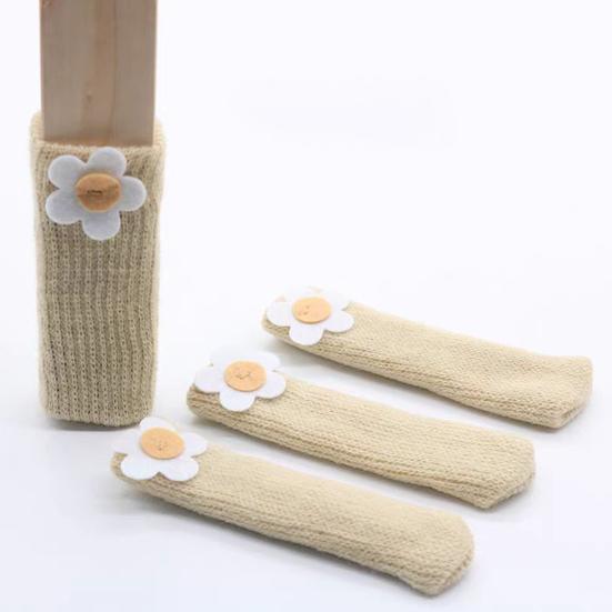 4 Pcs Knitted Chair Leg Covers Elastic Furniture Leg Protectors Non Slip Table Feet Covers Chair Leg Booties for Floor Protection Reduce Friction
