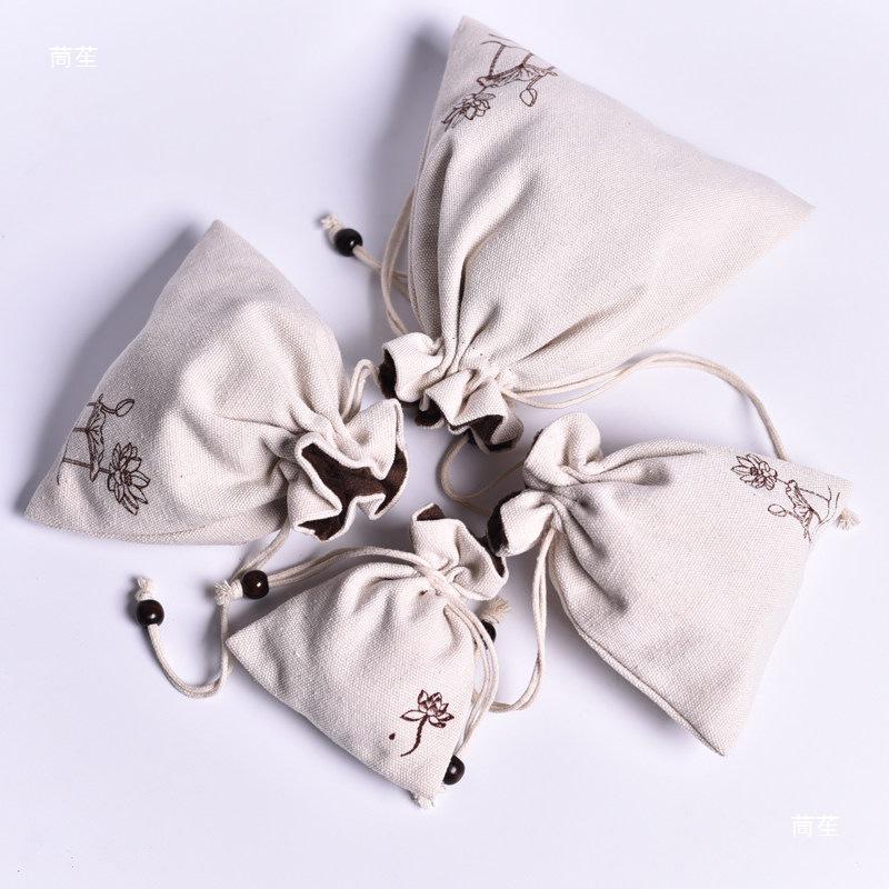 Lucky Drawstring Bracelet & Prayer Bead Bag - Cotton/Linen Cloth