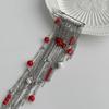 Trendy Red Pony Crystal Beads Long Brooches Women Vintage Creative Irregular Geometry Shirt Collar Lapel Suit Pin Accessories