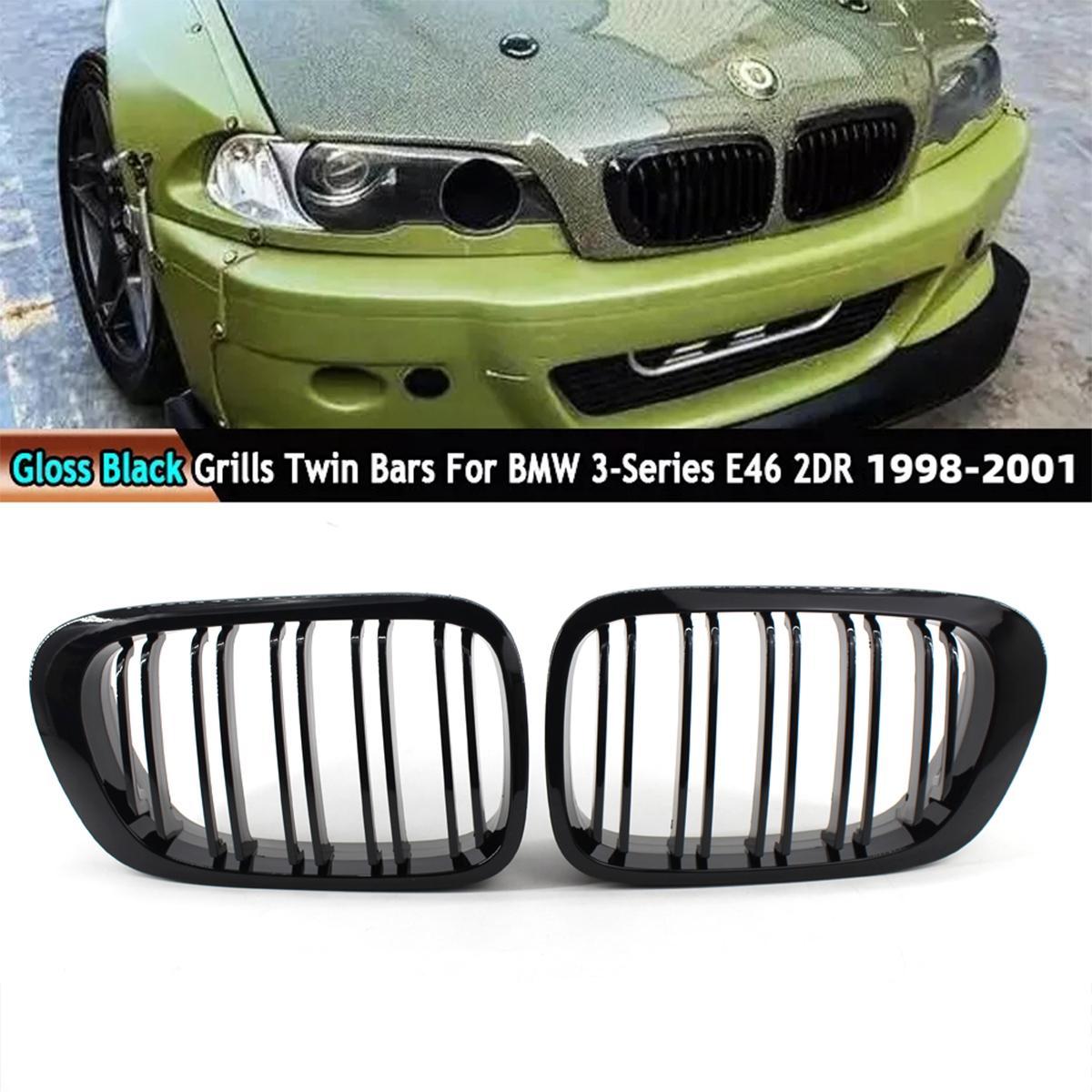 

Для BMW 3 серии E46 Coupe 2-дверный 1998-2001 Для M3 01-06 Передний бампер Ноздри Решетка Глянцевый черный Автомобильный передний капот Гоночная решетка