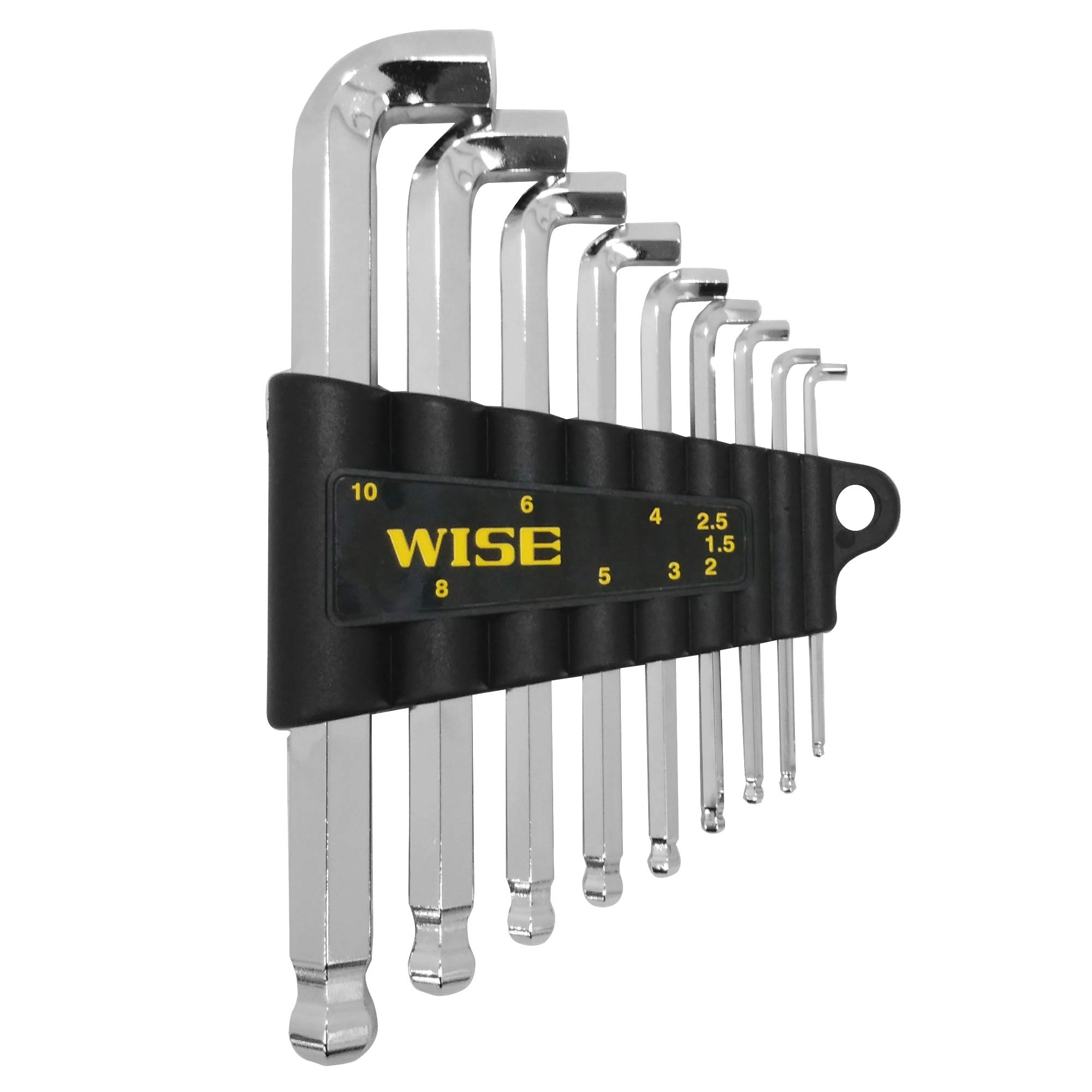 

WISE Ball Point Hex Extra Pack of 9 Wrenches, 1.5/2/2.5/3/4/5/6/8/10mm, Short, Short, SBGTS-900,