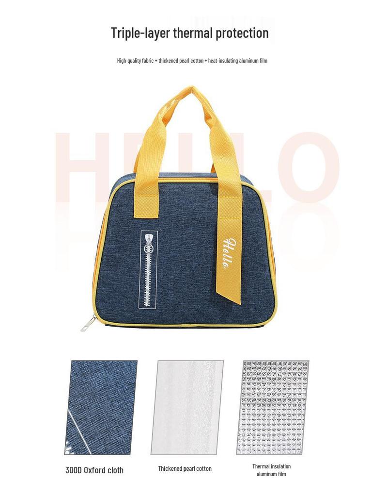 2021 Cationic Minimalist Bento Bag: Insulated Japanese-Style Lunch Bag with Aluminum Foil for Outdoor Use.