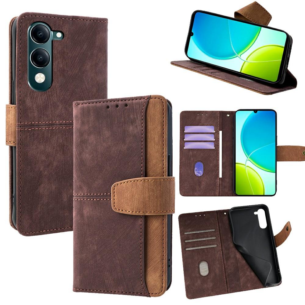 For Vivo Y29s 5G/Y04 4G Case RFID Blocking Color Splicing PU Leather Wallet Phone Cover