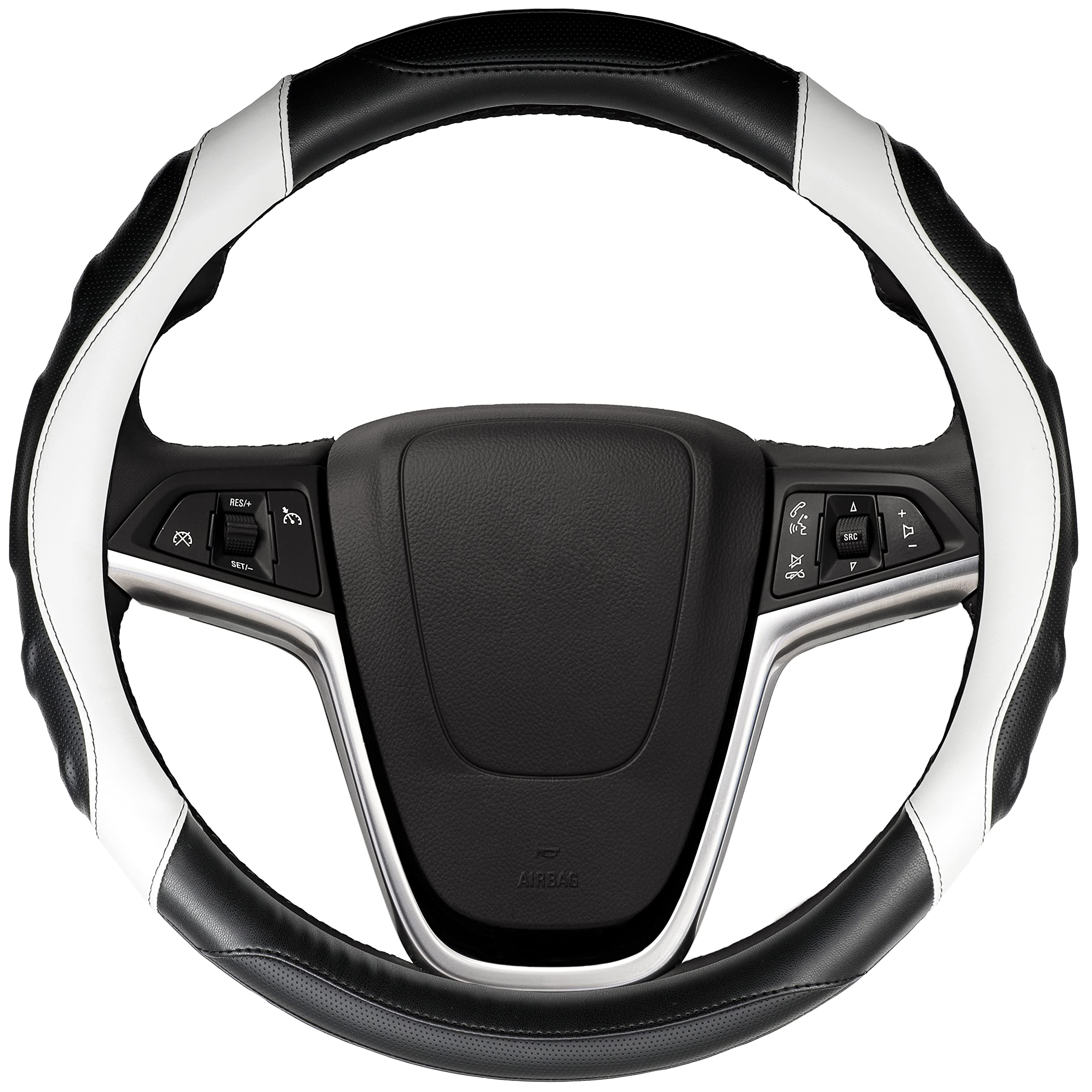 

AURAX Steering Wheel Small for Kei and Standard 3D Cover, Size, Cars, 36.5-37.9cm, Grip, Anti-Slip (Black + White)