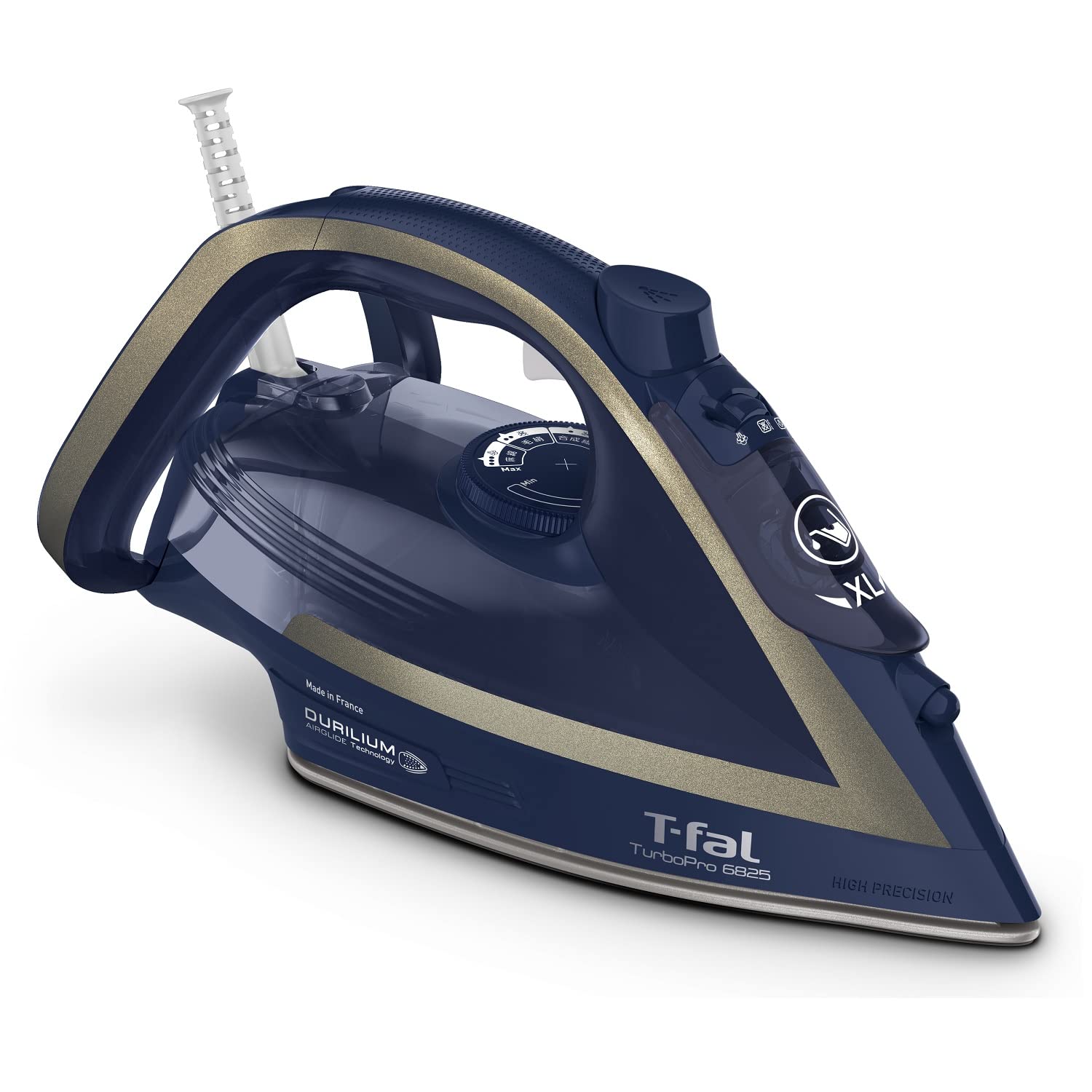 

Tefal Powerful Steam Max Corded Steam Iron Pro Air Glide Hanging Surface Auto Clean Processing FV6825J0 Navy x Silver 120g/min Turbo 6825