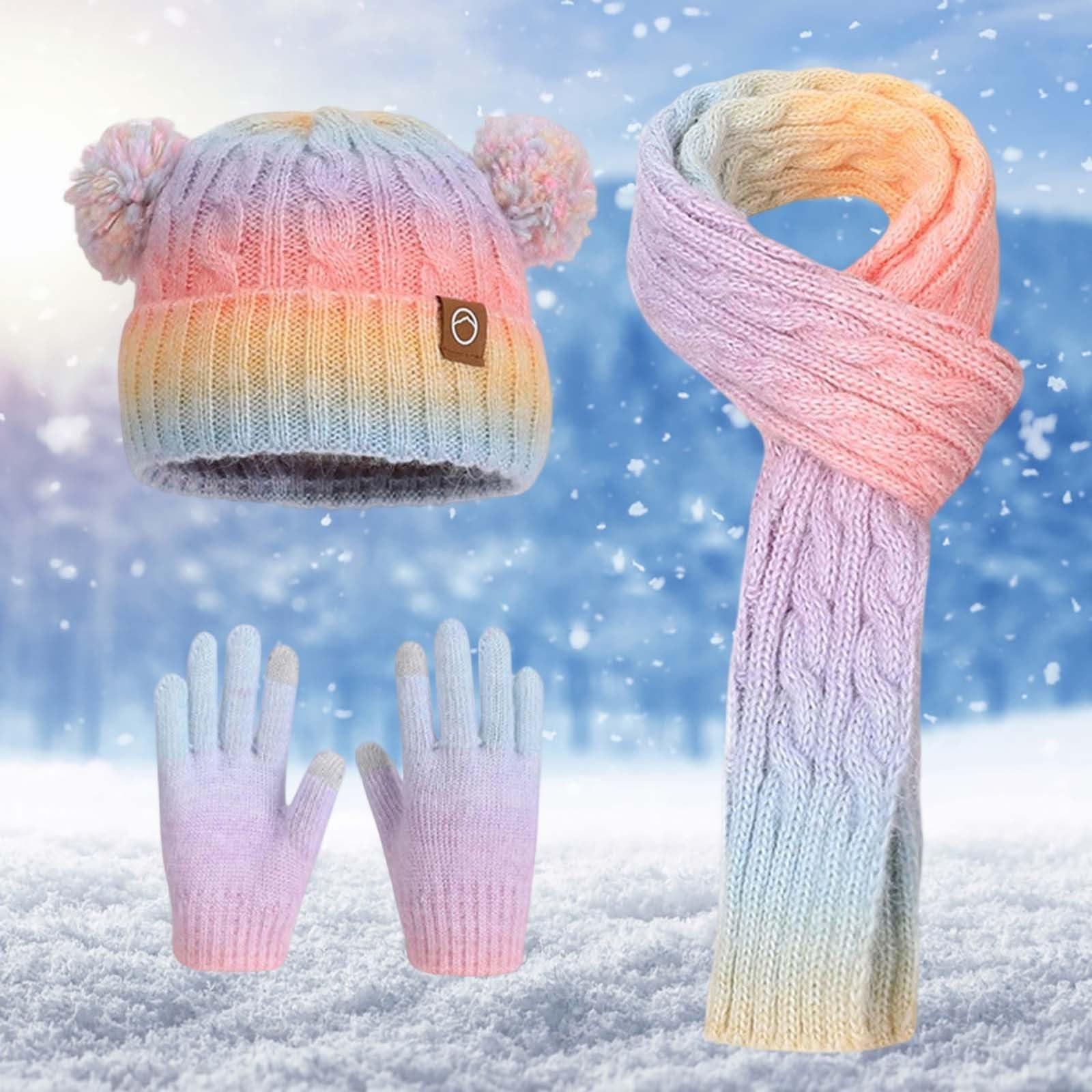 

Children s Hat, Scarf And Gloves Three-piece Set, For Baby Boys And Girls, Winter Cold-proof, Fleece-lined, Warm, Ear-protecting Knitted Wool Hat One Size