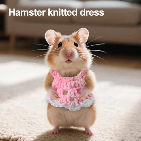 Small Pet Dress Mini Knitted Ferret Clothes Handmade Hamster Princess Skirt for Rabbit Guinea Pig Squirrels Chinchilla
