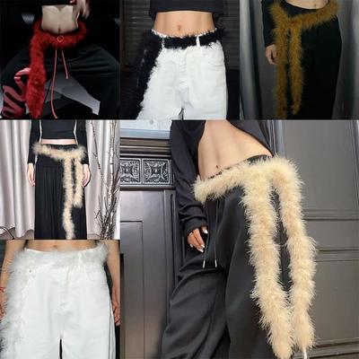 Y2K Punk Pelzgürtel Flauschige Plüsch-Hüftkette Jeanshosen Dekor Weicher Plüschgürtel