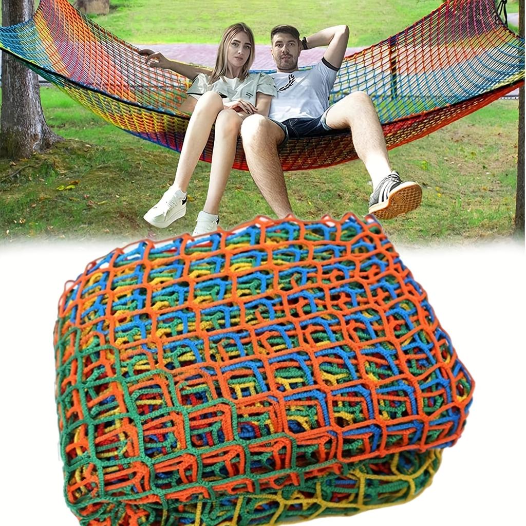 Double-Layer Playground Safety Net Durable Nylon Mesh Vibrant Color Easy Installation for Tree House Backyard Climbing Cargo