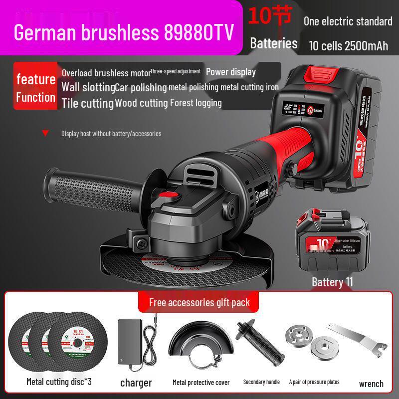 Brushless Cordless Lithium Battery Angle Grinder & Polisher - Multifunctional Cutting & Polishing Machine