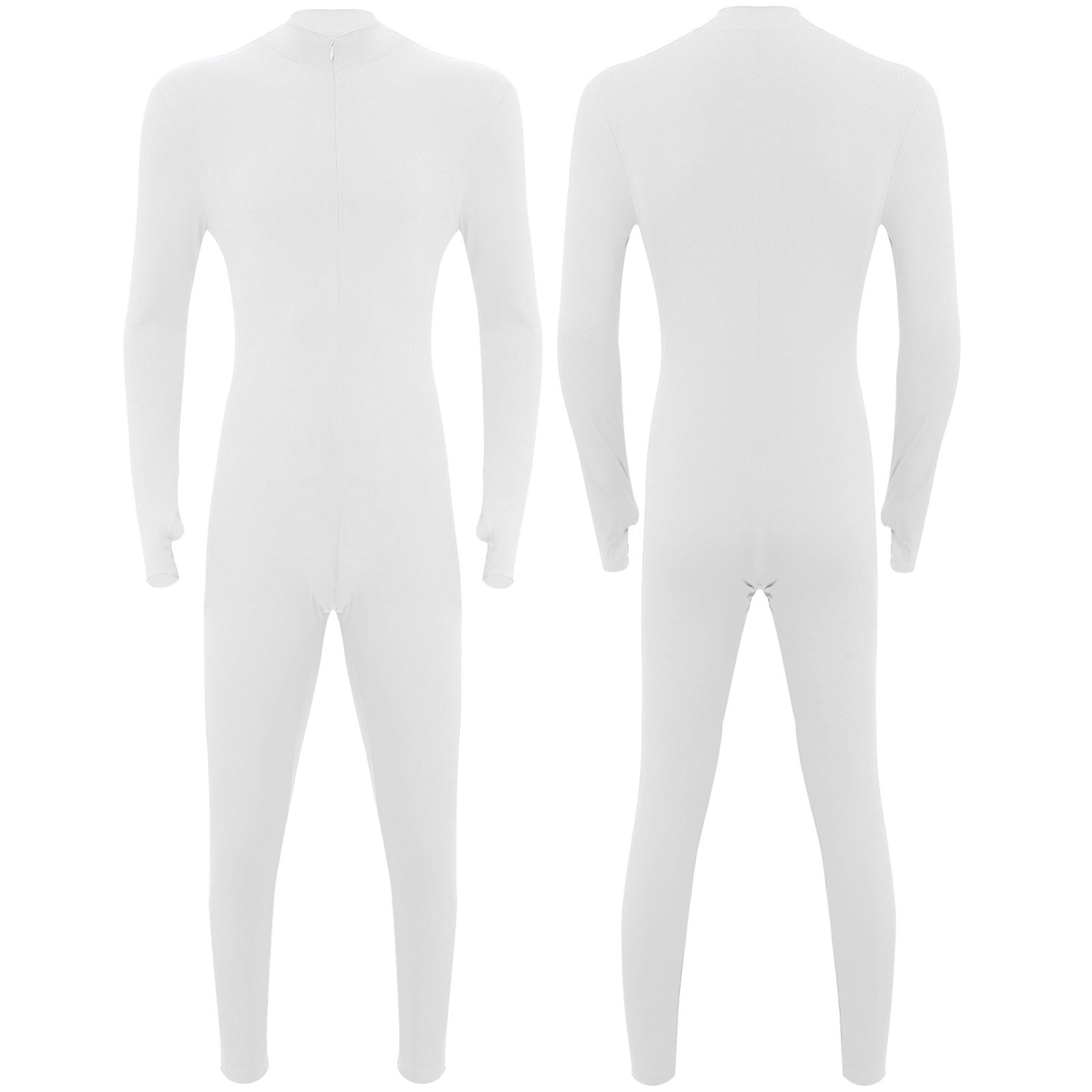 

Чоловічий смугастий спортивний комбінезон з коміром-стійкою, довгим рукавом, юнітард із передньою блискавкою для тренувань, йоги, ромпер білий