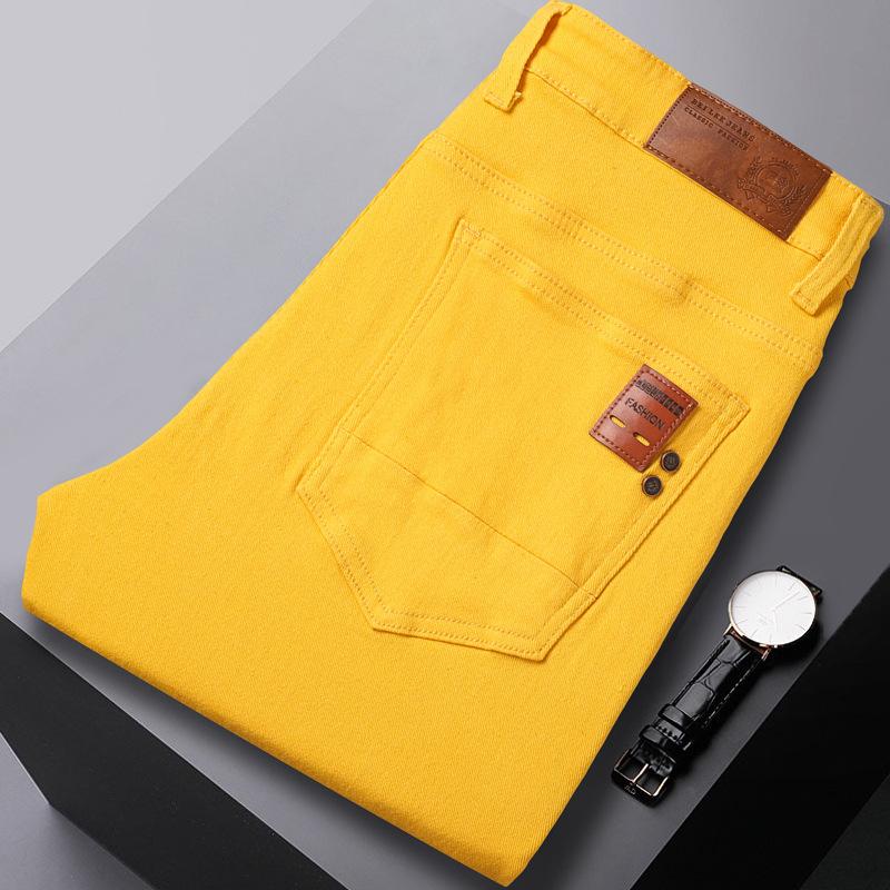 

Модні Джинсові Штани для Чоловіків Стильні Еластичні Вузькі Прямі Джинси Модні Універсальні Повсякденні Кольорові Штани Новинки 34