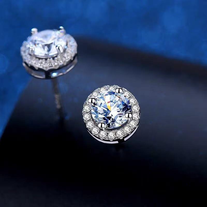 Brincos de Ouro Branco com Diamantes em Prata Esterlina Banhada a Platina - Presente Elegante e Versátil para Ela