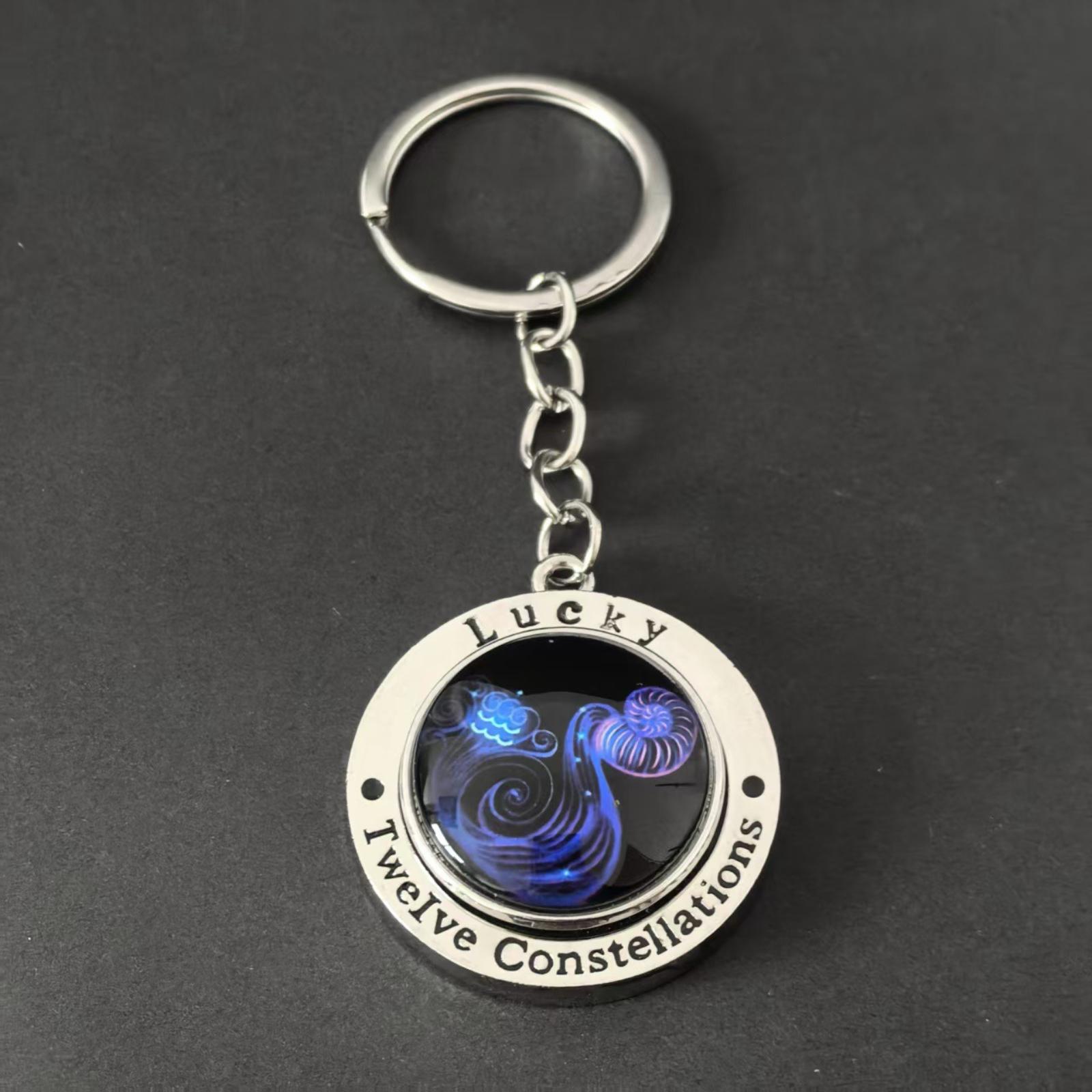 Брелок Подвеска для Сумки 12 Знаков Зодиака Камень Времени Двусторонний Стеклянный Шар One Size