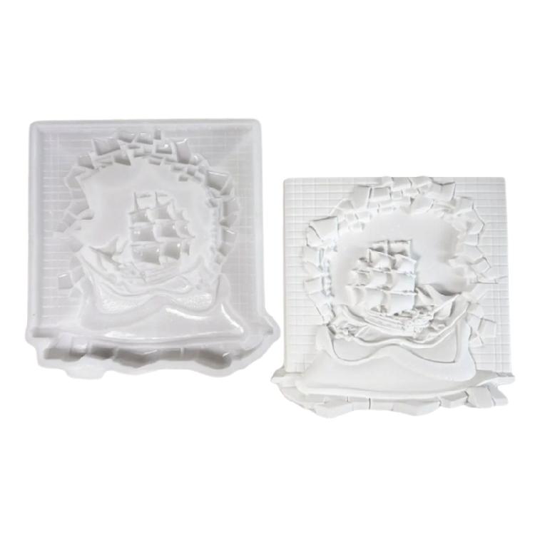 Wall Decors Resin Mold,Wall Art Silicone Mold for Epoxy Resin Casting,Wall Mount Decors Broken Wall Sailboats Resin Molds