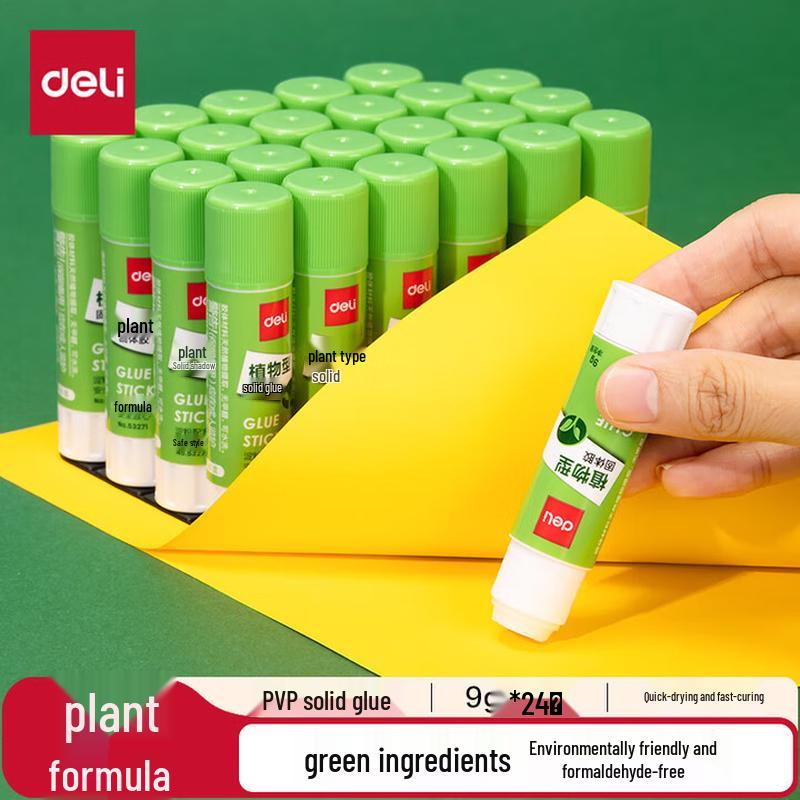 Deli 9g Plant-Based Solid Glue Sticks, 24-Pack