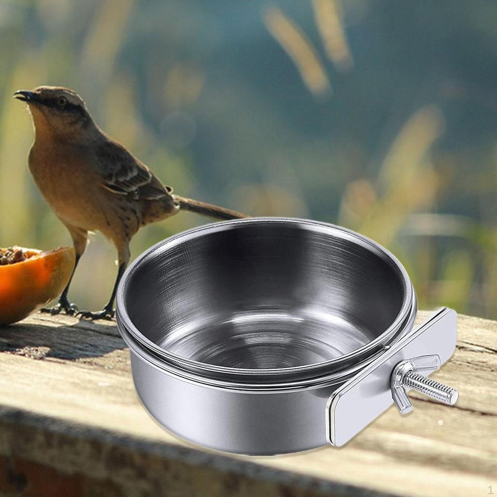 Bird for Parrots with Clamp Holder, Stainless Steel Bowl Lovebirds