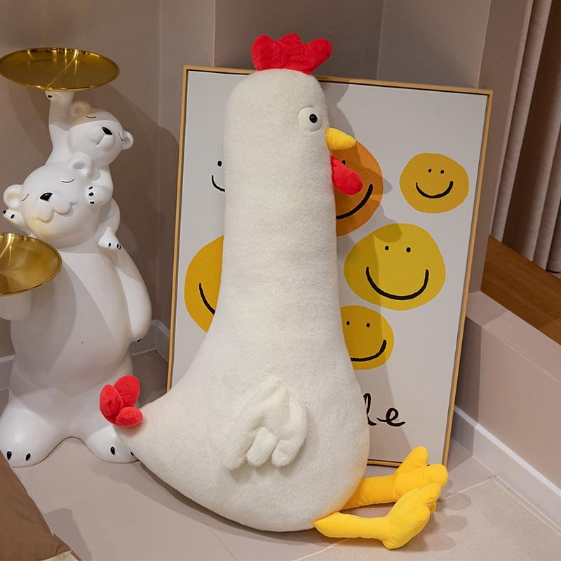 

Non-Toxic Giant Size Kawaii Stuffed Long Chicken Plush Pillow Bed Backrest Sleeping Cushion Dolls Home Decoration Birthday Gift For Friend 60cm