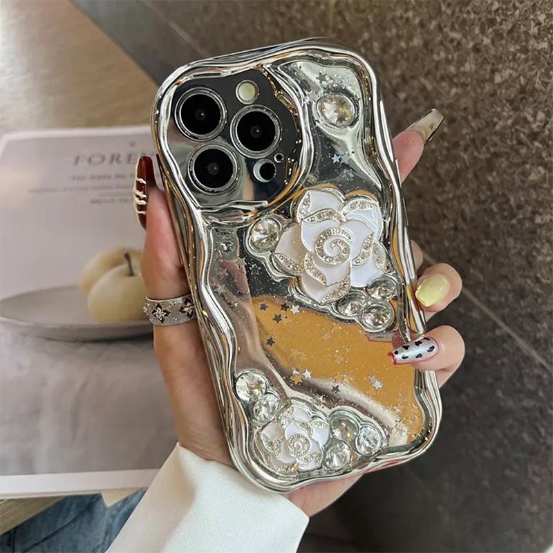 Silberne, galvanisierte Schutzhülle mit Tropfenfunktion für iPhone 17 Promax und Apple 16 (inkl. Schutzhülle mit 14-Zoll-Kette)