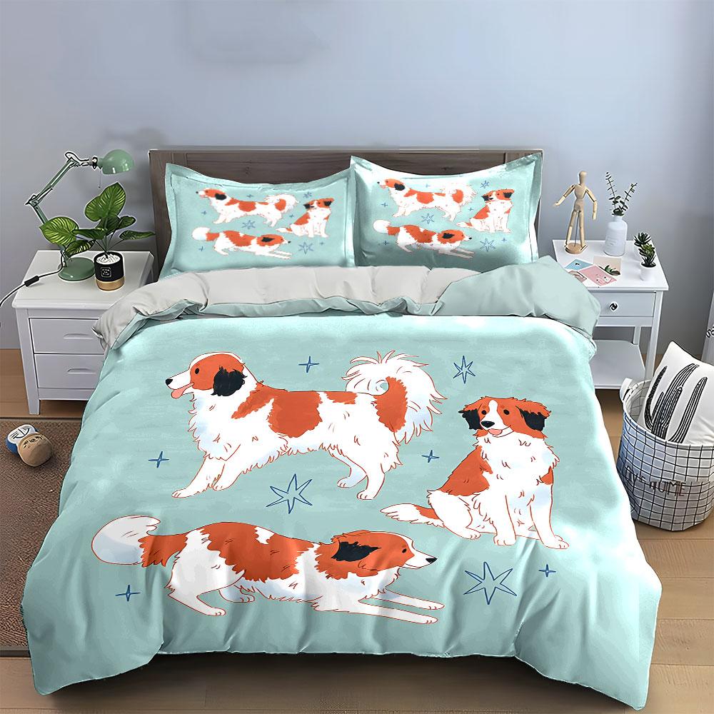 Cute Cartoon Dogs with Stars Bedding Duvet Cover Set Duvet Cover Pillowcases  (1*Duvet Cover 2*Pillowcases, without duvet insert)