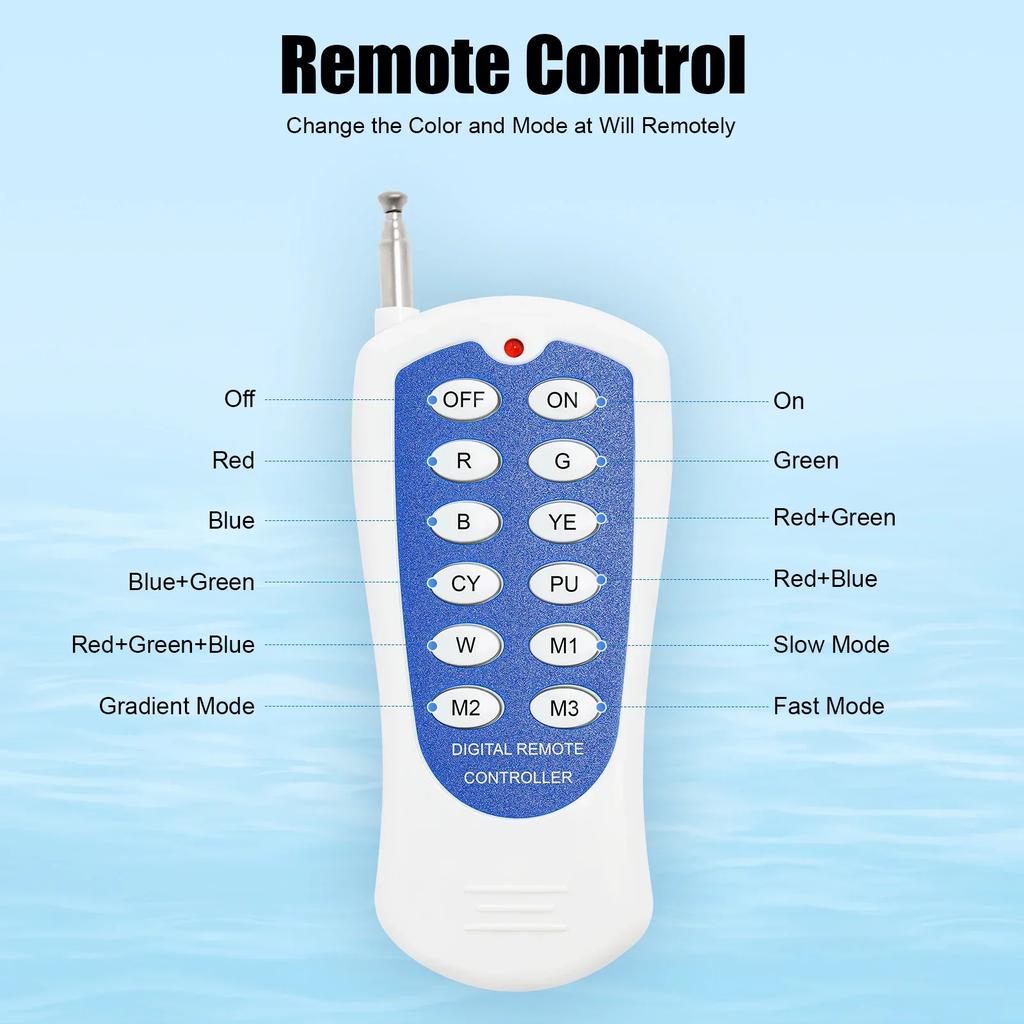 36W A12 V RGB LED Pool Light, Underwater LED Pool Light with Remote Control, Pool Lighting, Pool Lamp, Waterproof Light