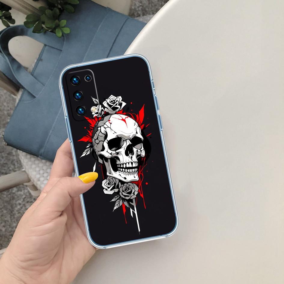 FM46 Skeleton Skull Soft Shell Transparent Phone Case for Motorola Moto G7 G8 G9 G84 G85 G73 G24 G15 Z2 Play Power Plus