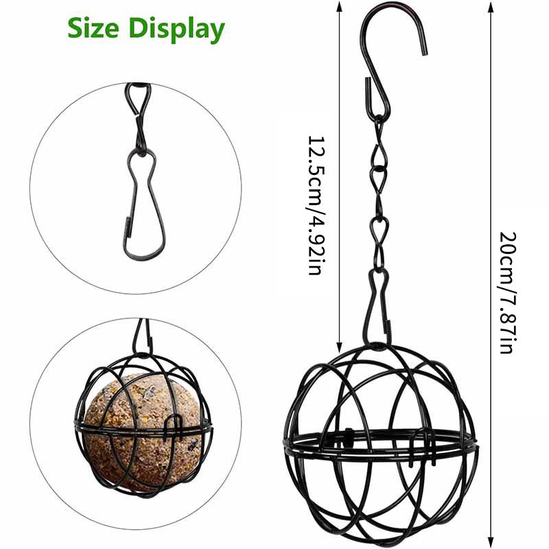 New Metal Suet Ball Bird Feeder With Hanging Chain Squirrel Proof Outdoor Garden Bird Hummingbird Feeder Ball Shape Grass Feeder
