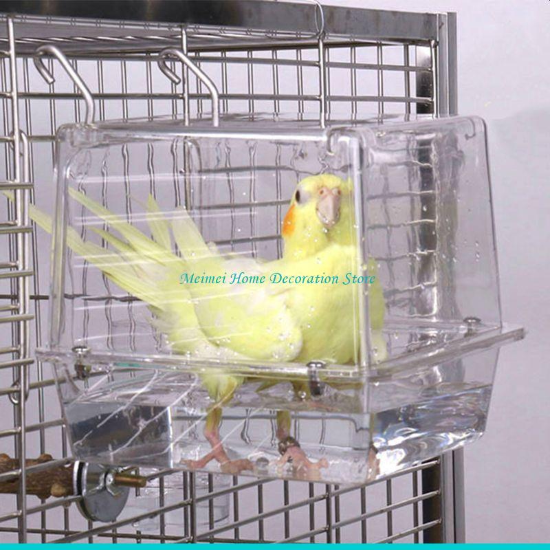 H7BF Shower Box Feeder,Sleeping Nest,Small Birds Bathtub for Pet Finch Accessories Parrot Bath Box with Clear View for Pet